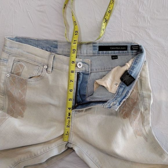 Calvin Klein Jeans Ultimate Skinny Light Washed embroidered front Jeans - Picture 9 of 16
